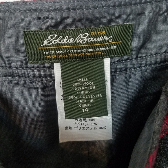 Eddie Bauer vintage red gray plaid wool blend skirt - Picture 5 of 6